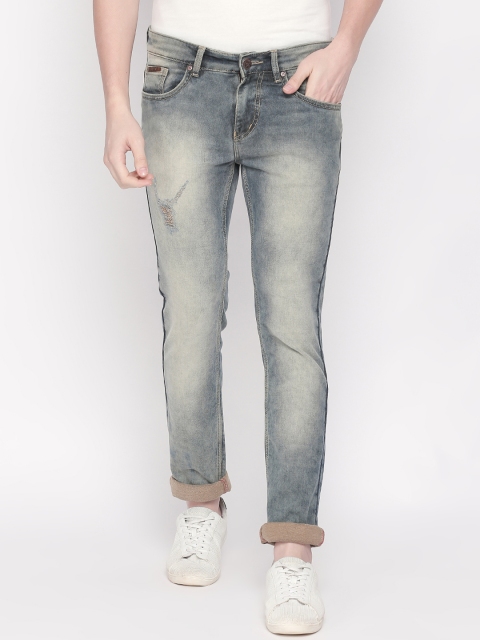 

BOLTS and BARRELS Men Blue Slim Fit Low-Rise Low Distress Stretchable Jeans