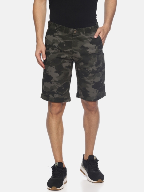 

IVOC Men Olive Green Printed Slim Fit Regular Shorts