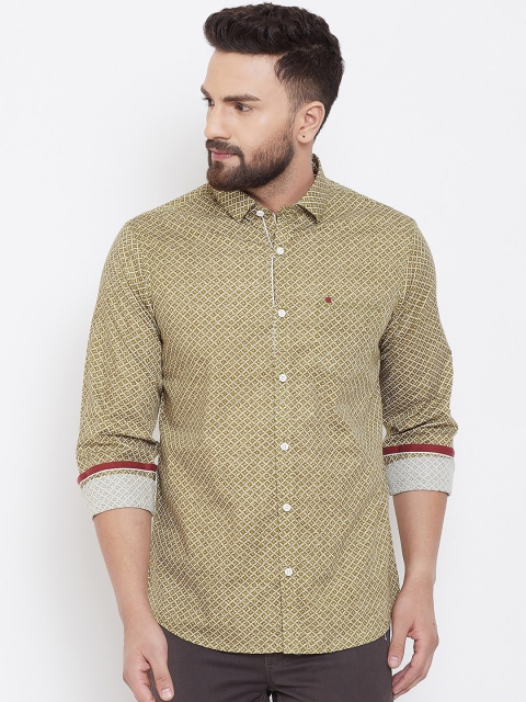 

Canary London Men Beige & Green Slim Fit Printed Casual Shirt
