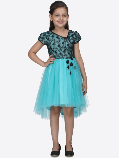 

CUTECUMBER Girls Self Design Green Fit and Flare Dress