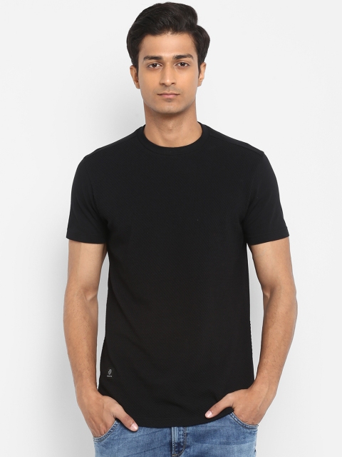 

Mufti Men Black Self Design Round Neck Pure Cotton T-shirt