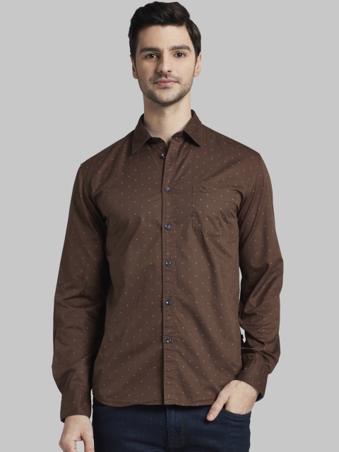 

Parx Men Brown Slim Fit Printed Casual Shirt