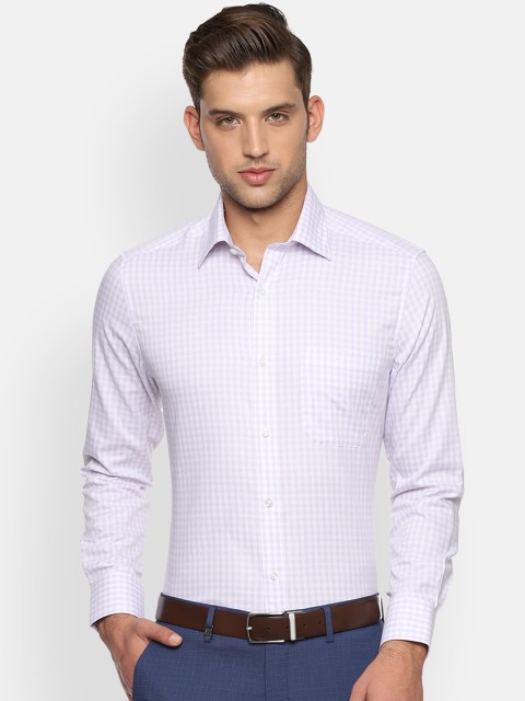 

Louis Philippe Men Purple & White Regular Fit Checked Formal Shirt