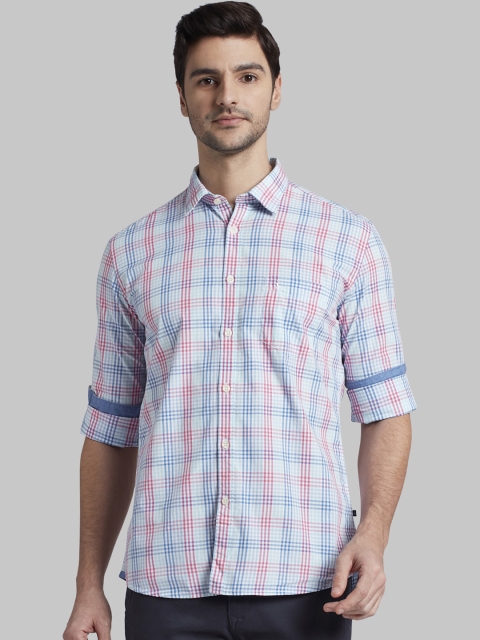 

Parx Men Blue & Red Slim Fit Checked Casual Shirt