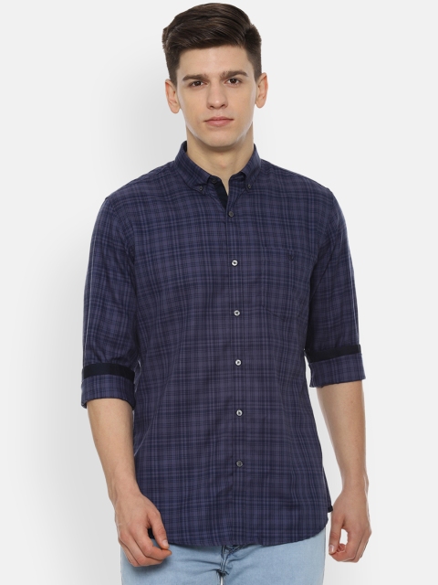 

Van Heusen Sport Men Navy Blue Slim Fit Checked Casual Shirt