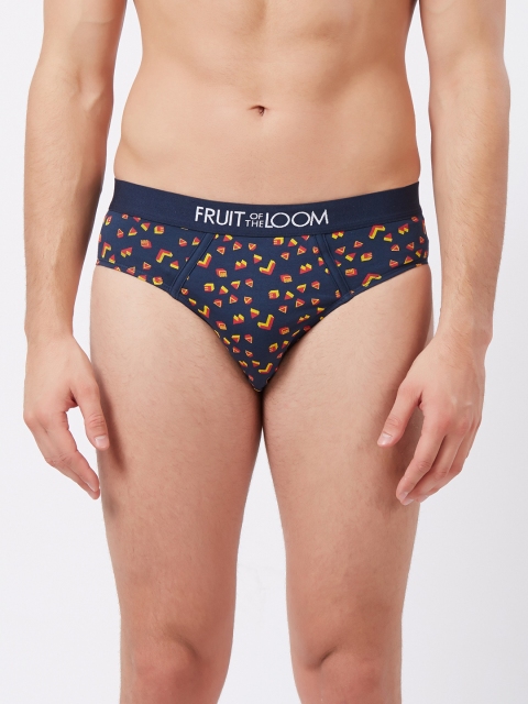 

Fruit of the loom Men Navy Blue Geometric Print MHB14-A2P2