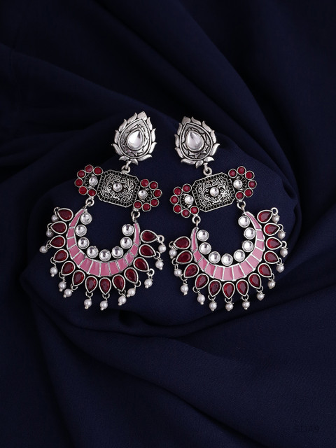 

Voylla Silver-Plated & Oxidised Classic Drop Earrings