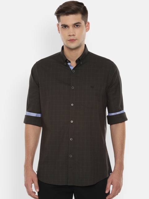 

Van Heusen Sport Men Olive Green & Black Slim Fit Checked Casual Shirt