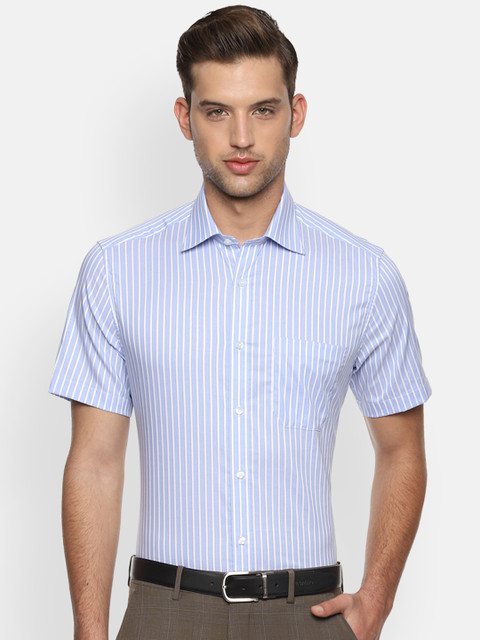 

Louis Philippe Men Blue Regular Fit Striped Formal Shirt