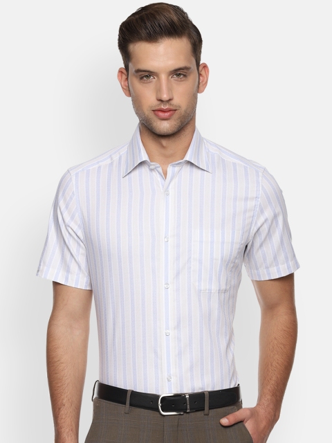 

Louis Philippe Men White Regular Fit Striped Formal Shirt