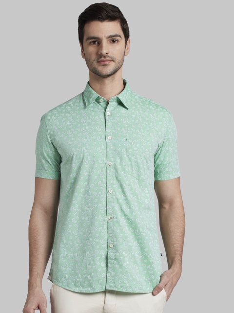 

Parx Men Green Slim Fit Printed Casual Shirt