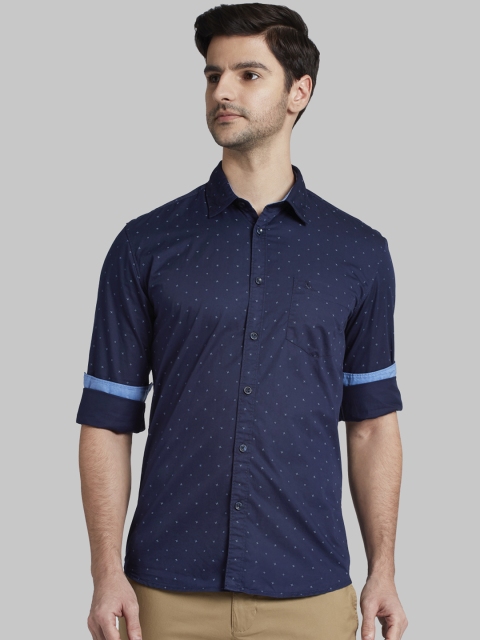 

Parx Men Navy Blue Slim Fit Printed Casual Shirt