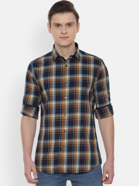 

Van Heusen Sport Men Navy Blue Slim Fit Checked Casual Shirt