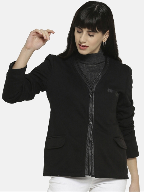 

Campus Sutra Women Black Solid Tailored Jacket