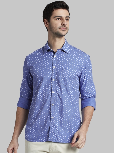 

Parx Men Blue & White Slim Fit Printed Casual Shirt