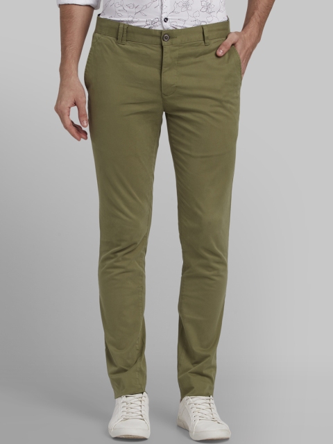

Parx Men Olive Green Slim Fit Solid Chinos