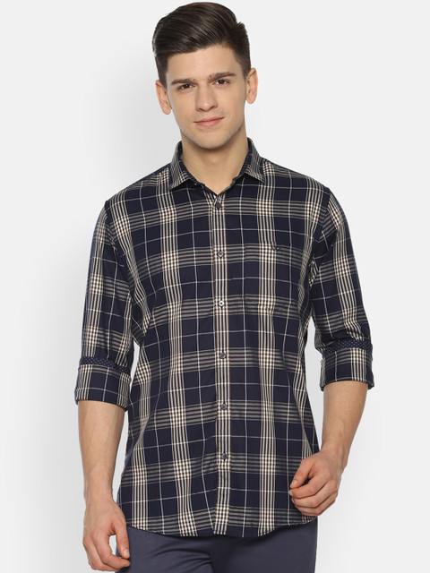

Van Heusen Sport Men Navy Blue & White Slim Fit Checked Casual Shirt