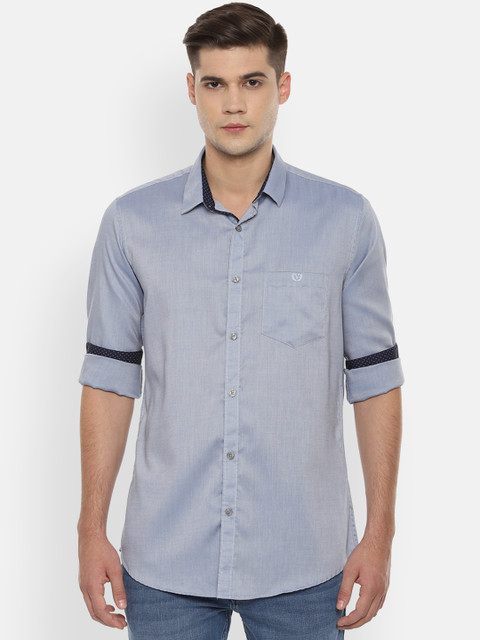 

Van Heusen Sport Men Blue Slim Fit Self Design Casual Shirt