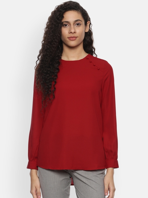 Van Heusen Women Maroon Solid Top