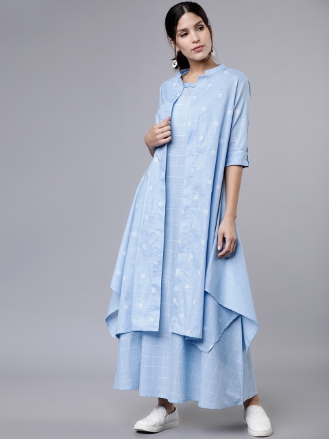 

Vishudh Women Blue Printed Maxi Dress