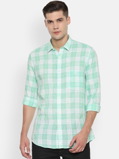 

Van Heusen Sport Men Green & Off-White Slim Fit Checked Casual Shirt