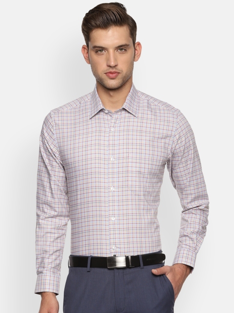 

Louis Philippe Men White & Red Slim Fit Checked Formal Shirt