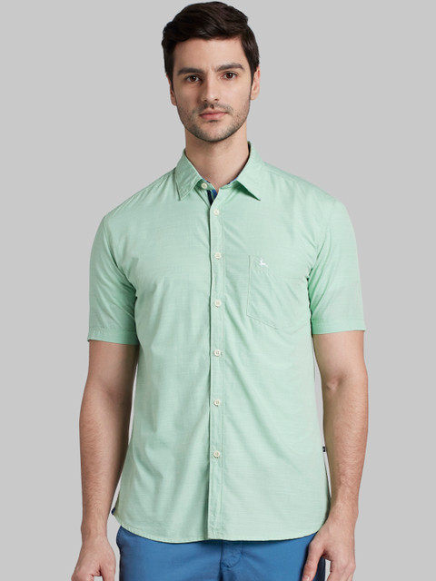 

Parx Men Green Slim Fit Solid Casual Shirt