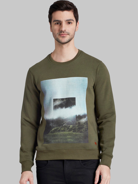 

Parx Men Green Printed Sweatshirt