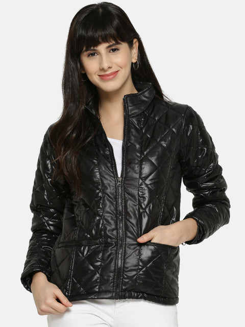 

Campus Sutra Women Black Solid Padded Jacket