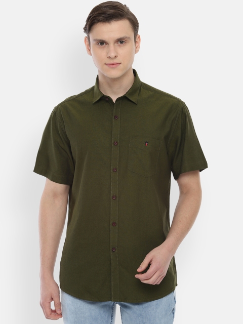 

Louis Philippe Sport Men Olive Green Slim Fit Solid Casual Shirt