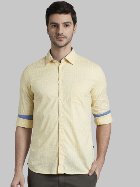 

Parx Men Yellow Slim Fit Printed Casual Shirt