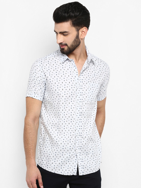 

Mufti Men Off-White Slim Fit Printed Casual Shirt