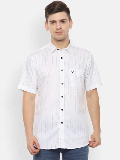 

Allen Solly Men White Slim Fit Striped Casual Shirt