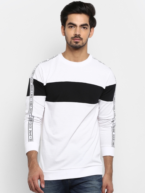 

Mufti Men White & Black Colourblocked Sweatshirt