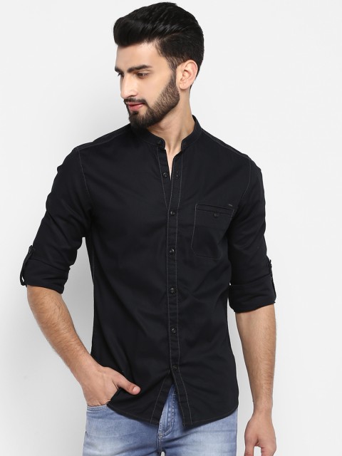 

Mufti Men Black Slim Fit Solid Casual Shirt