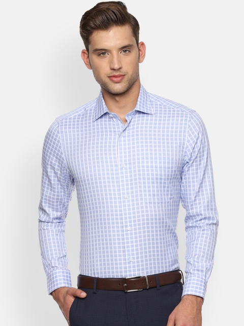 

Louis Philippe Men Blue & White Regular Fit Checked Formal Shirt