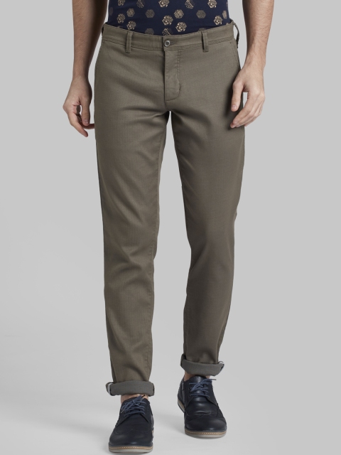 

Parx Men Olive Grey Tapered Fit Solid Regular Trousers