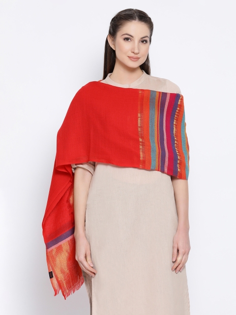 

SHINGORA Women Red Striped Stole