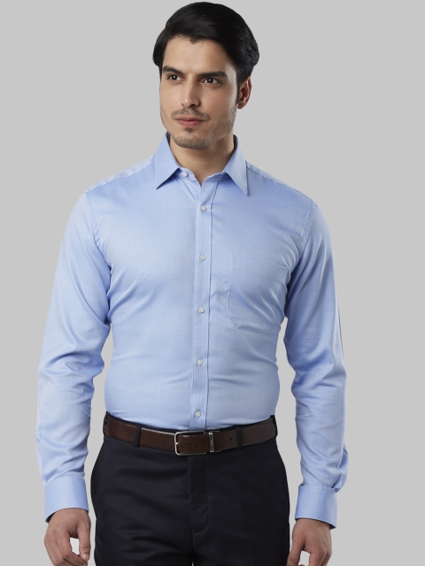 

Raymond Men Blue Regular Fit Self Design Formal Shirt