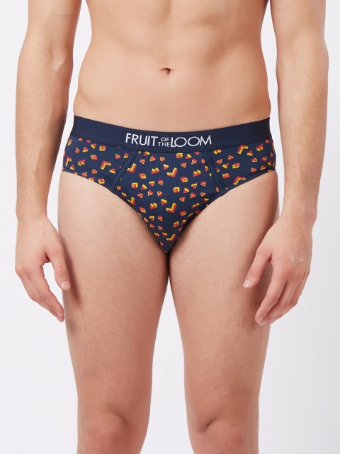 

Fruit of the loom Men Navy Blue Geometric Print MHB14-A2P2