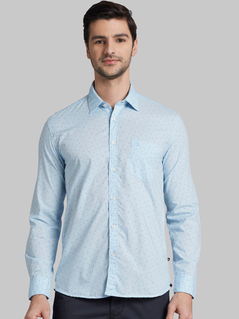 

Parx Men Blue Slim Fit Printed Casual Shirt