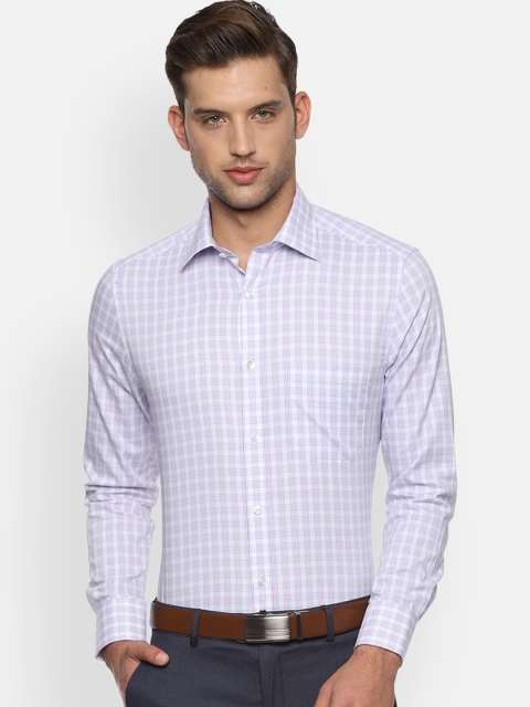 

Louis Philippe Men Purple & White Regular Fit Checked Formal Shirt