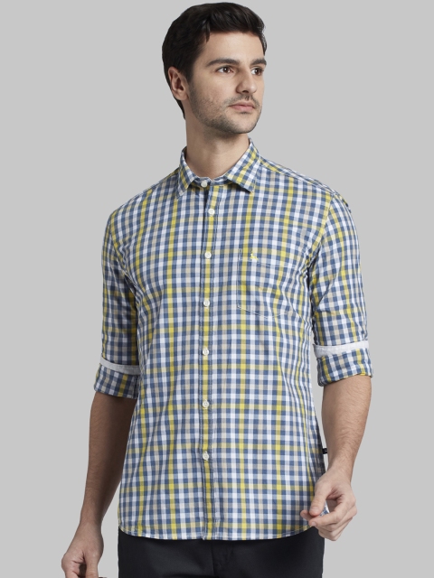 

Parx Men Yellow & White Slim Fit Checked Casual Shirt