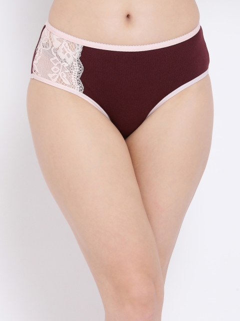 

Clovia Women Maroon & Pink Solid Hipster Briefs PN1520P09XL