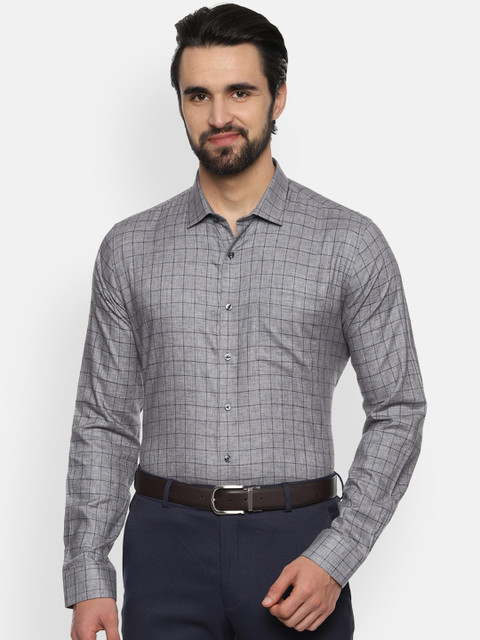 

Van Heusen Men Grey Slim Fit Checked Formal Shirt