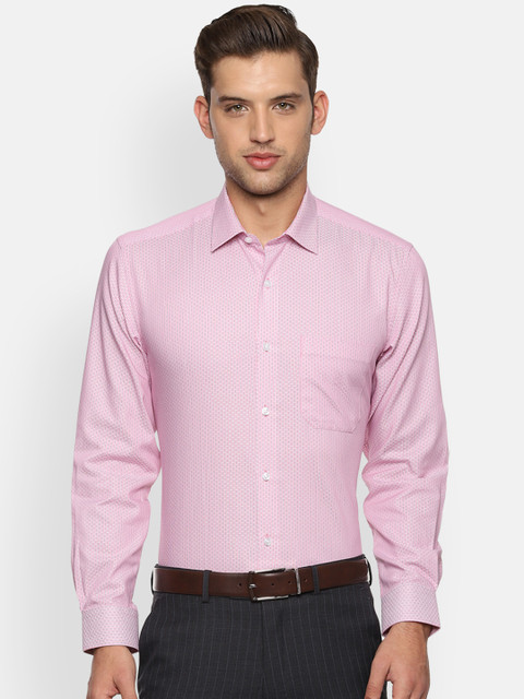 

Louis Philippe Men Pink Slim Fit Striped Formal Shirt