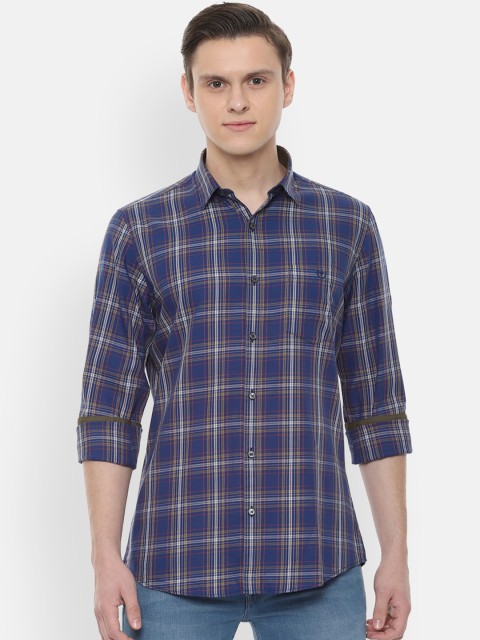 

Van Heusen Sport Men Navy Blue & White Slim Fit Checked Casual Shirt