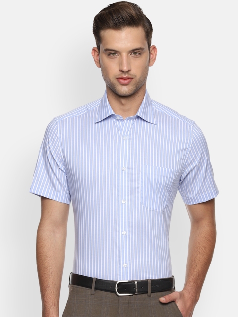 

Louis Philippe Men Blue & White Regular Fit Striped Formal Shirt