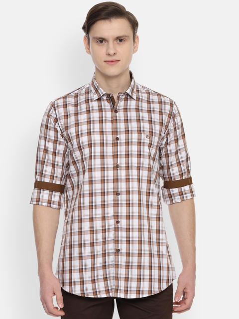 

Van Heusen Sport Men Brown & White Slim Fit Checked Casual Shirt