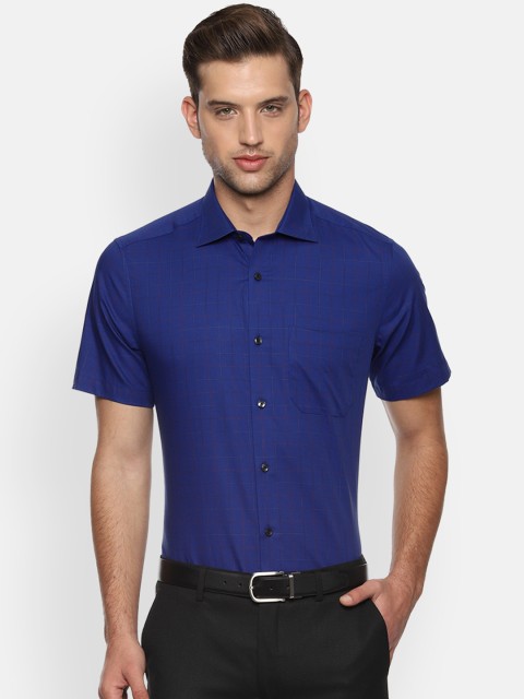 

Louis Philippe Men Blue Regular Fit Checked Formal Shirt